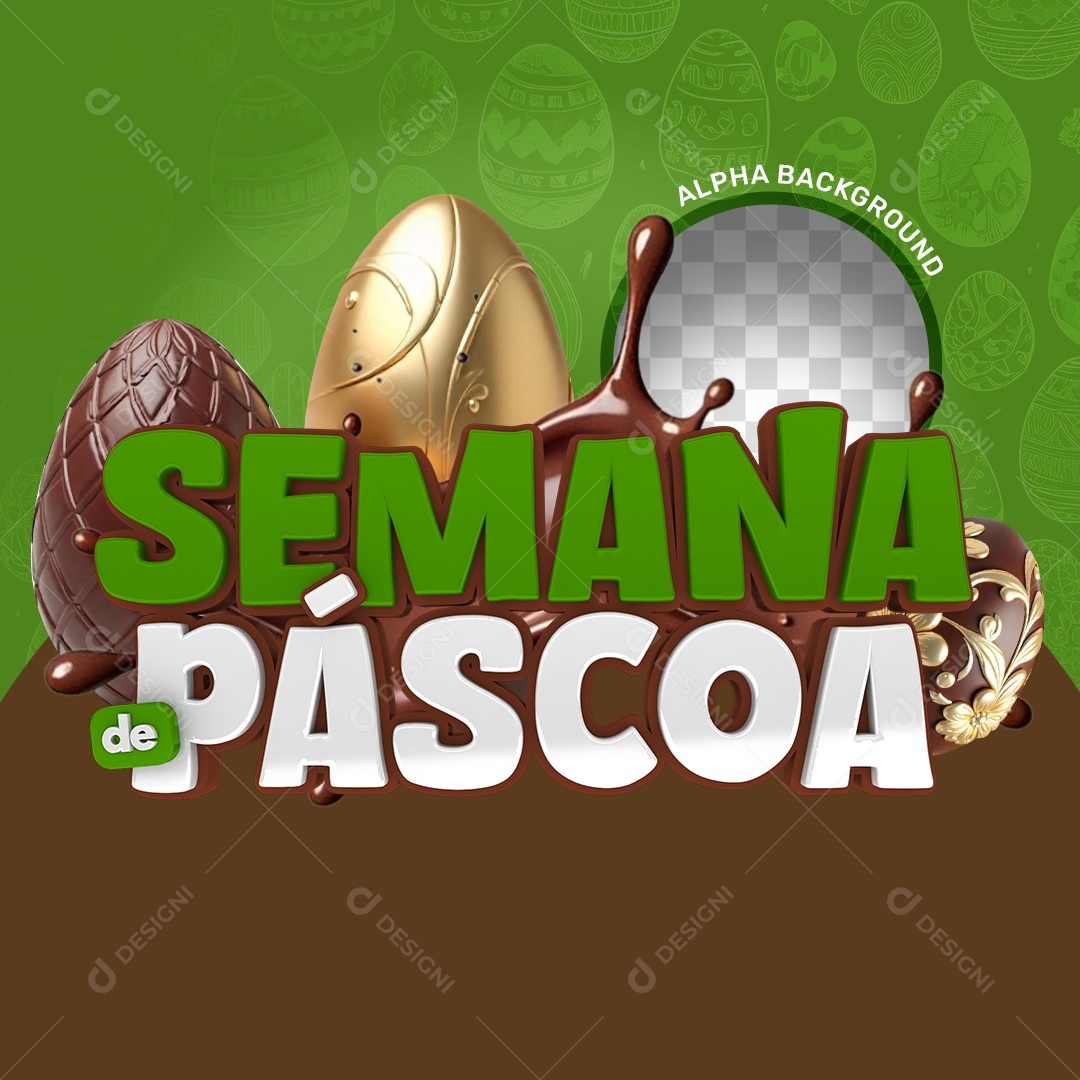 Elemento 3D Semana de Páscoa Para Composição PSD
