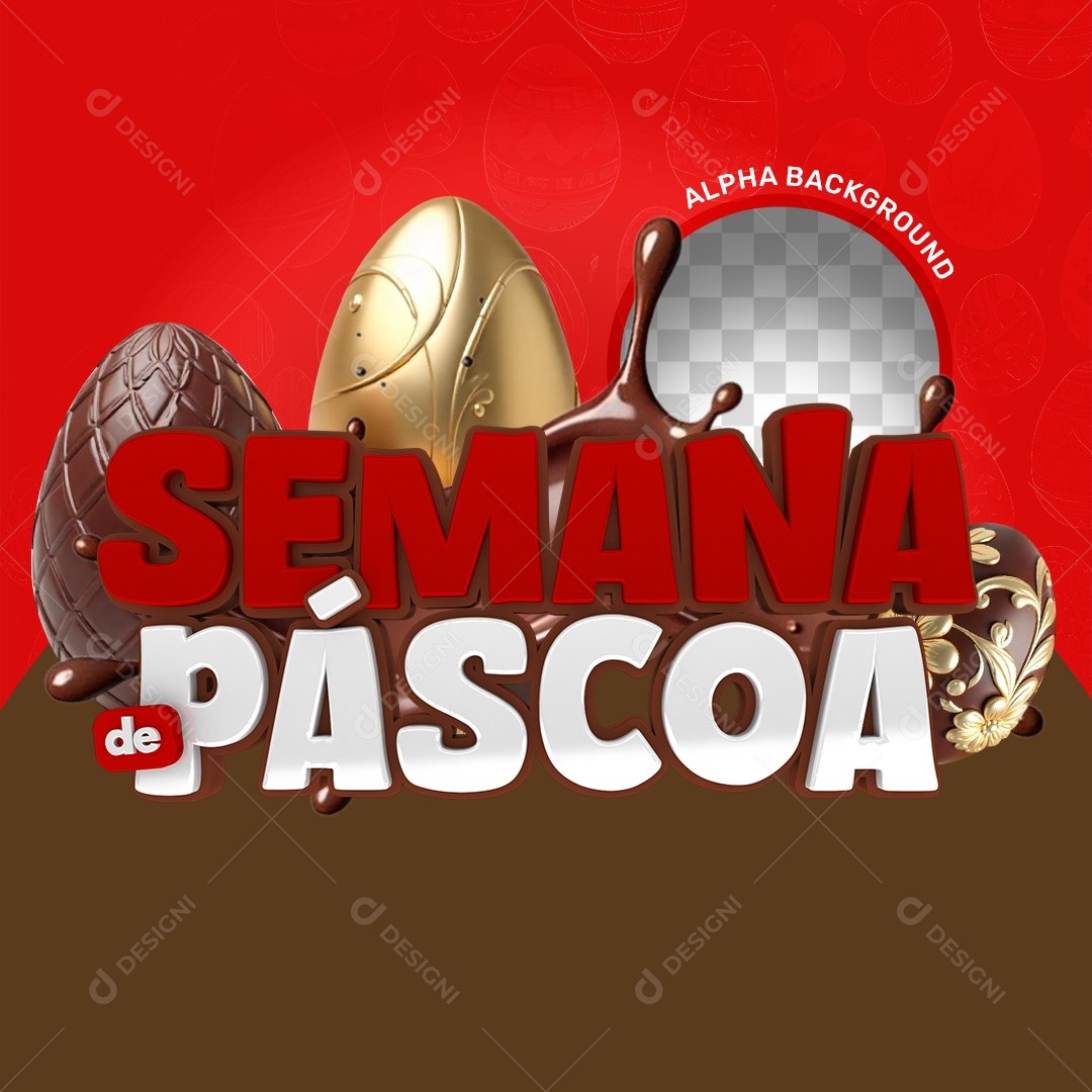 Elemento 3D Semana de Páscoa Para Composição PSD