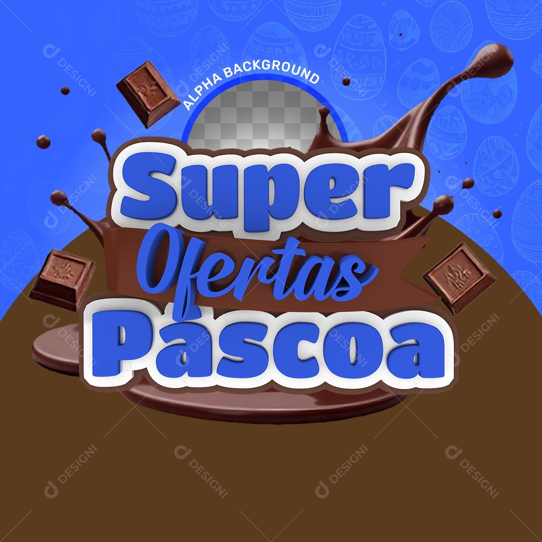Elemento 3D Super Ofertas de Páscoa Para Composição PSD