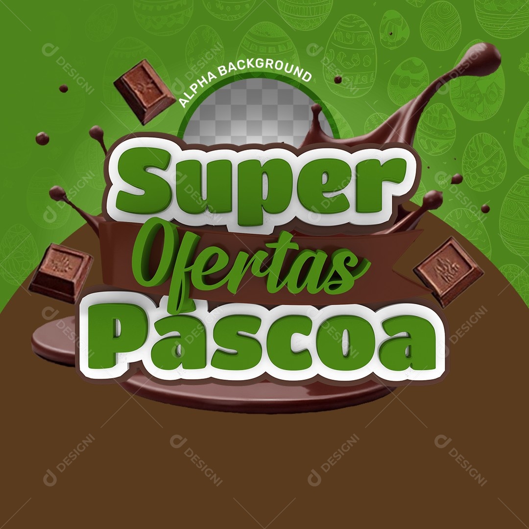 Elemento 3D Super Ofertas de Páscoa Para Composição PSD