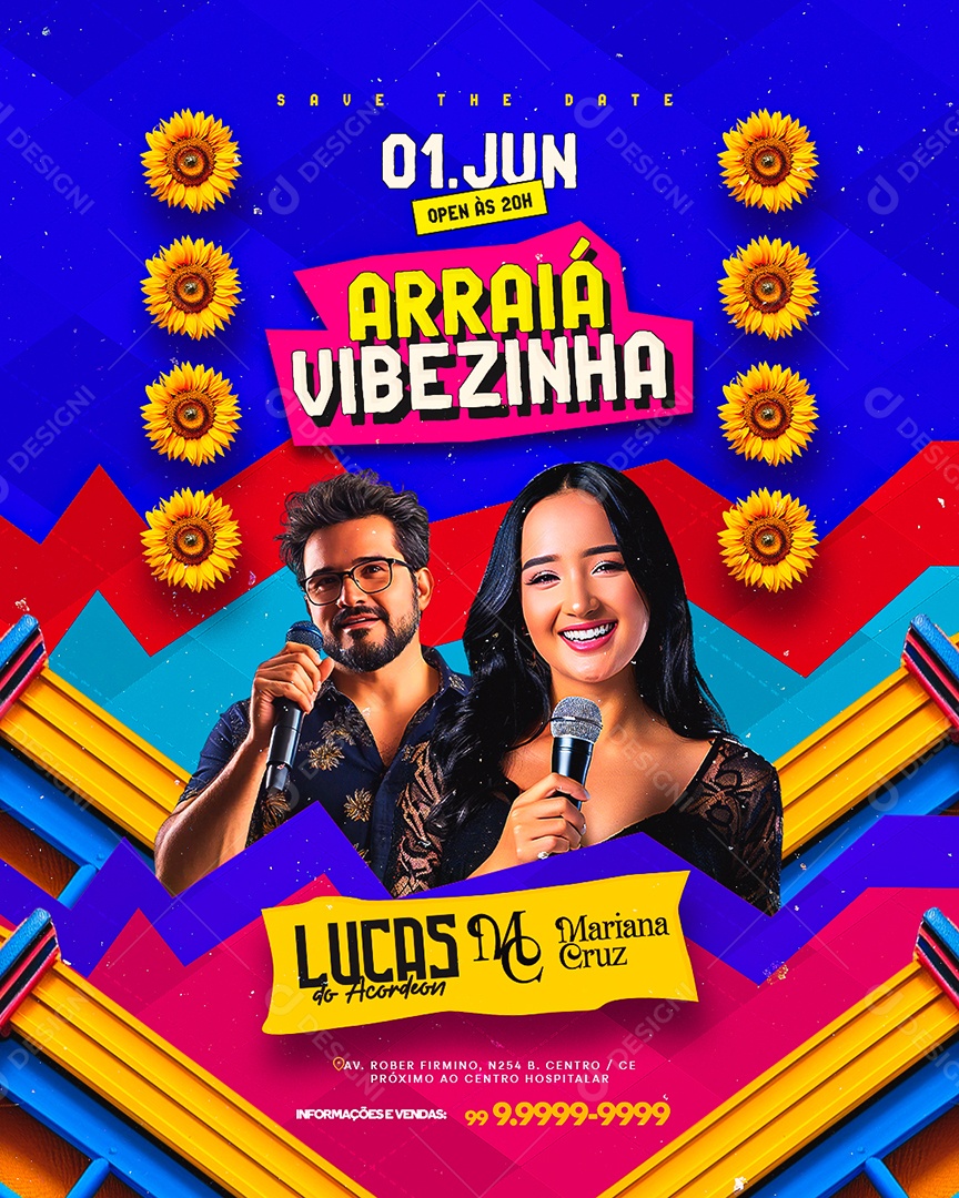 Flyer Arraiá Vibezinha Social Media PSD Editável