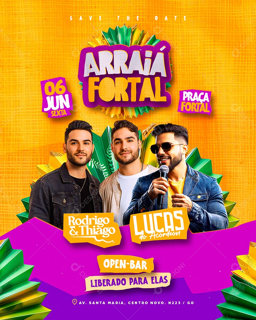 Flyer Arraiá Fortal Social Media PSD Editável