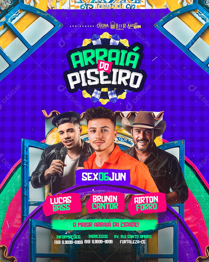 Flyer Arraiá do Piseiro Social Media PSD Editável