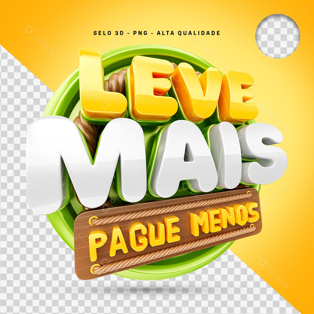 Leve Mais Pague Menos Selo 3D para Composição PSD