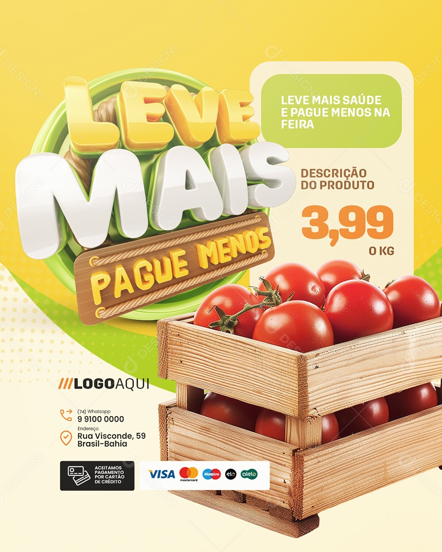 Leve Mais Pague Menos Hortifruti Tomate Social Media PSD Editável