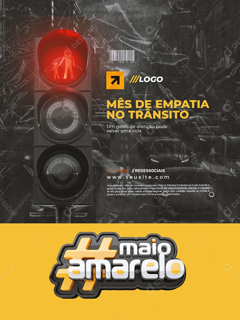 Maio Amarelo Encarte Mês de Empatia no Trânsito Social Media PSD Editável