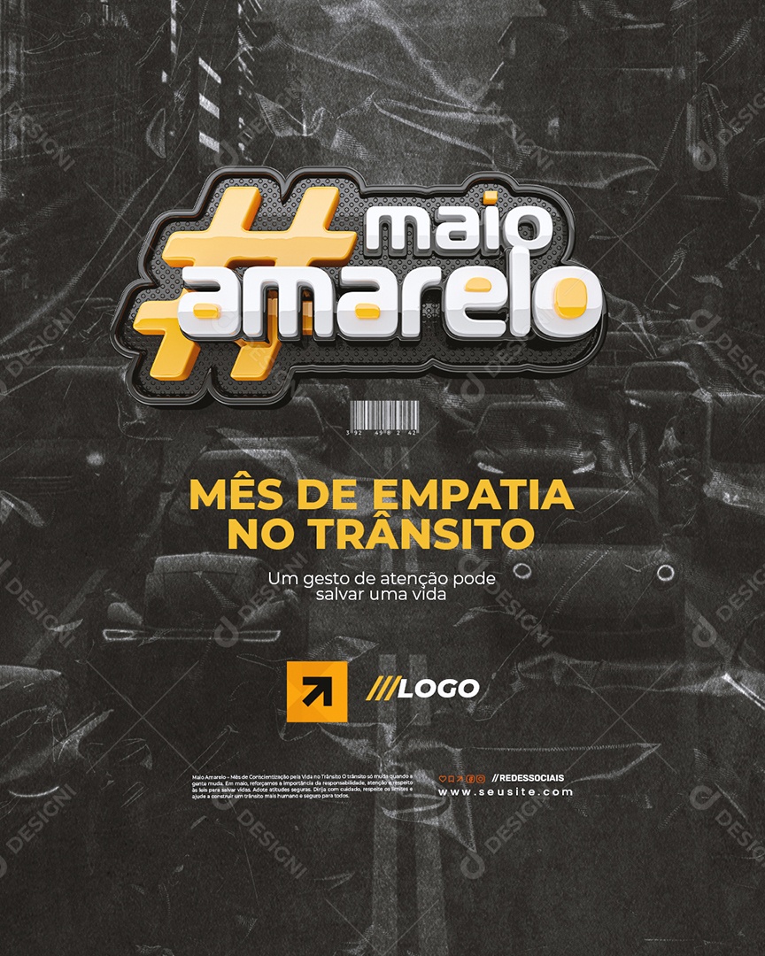 Maio Amarelo Mês de Empatia no Trânsito Social Media PSD Editável
