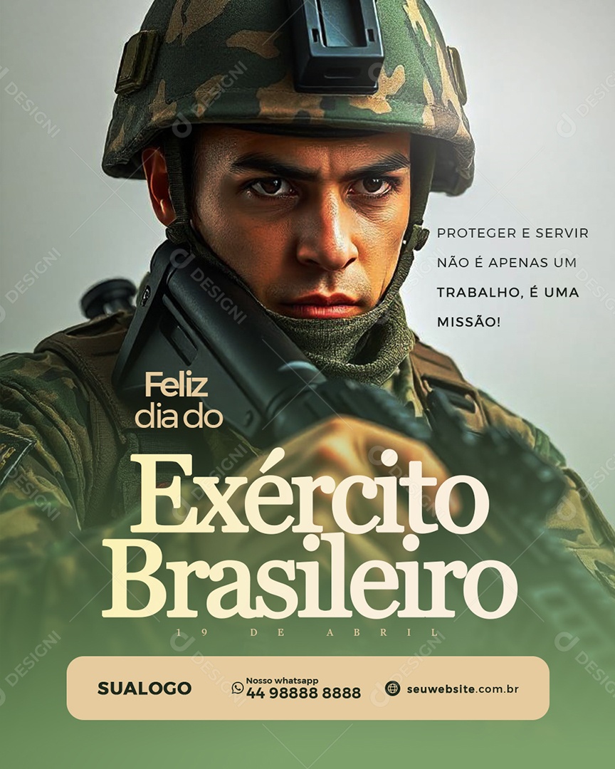 Feliz Dia do Exército Brasileiro 19 de Abril Social Media PSD Editável