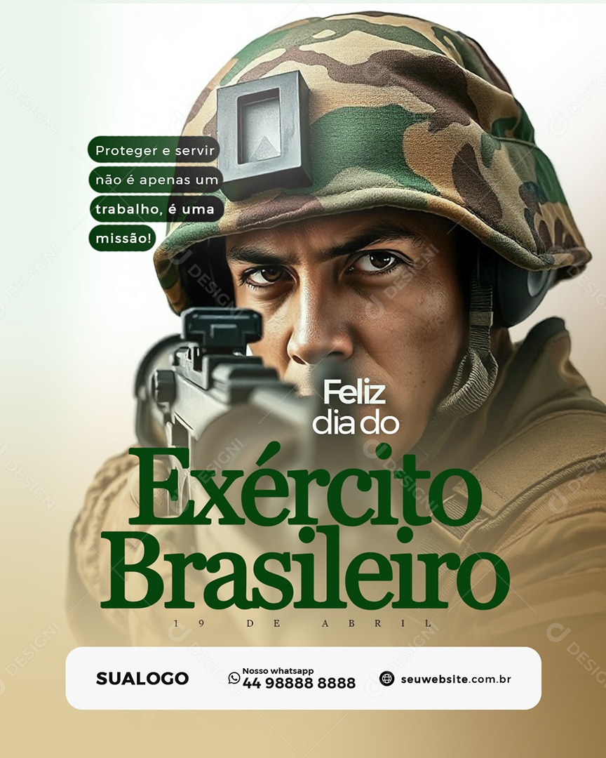 Feliz Dia do Exército Brasileiro 19 de Abril Social Media PSD Editável