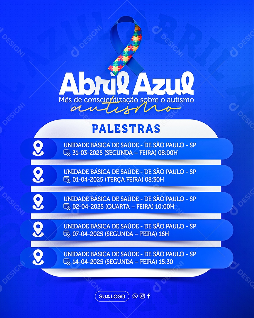 Abril Azul Palestras Social Media PSD Editável