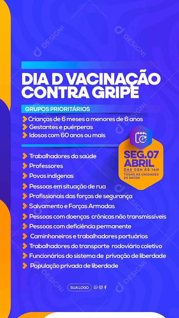 Story Vacinação Dia D Vacina da Gripe Social Media PSD Editável