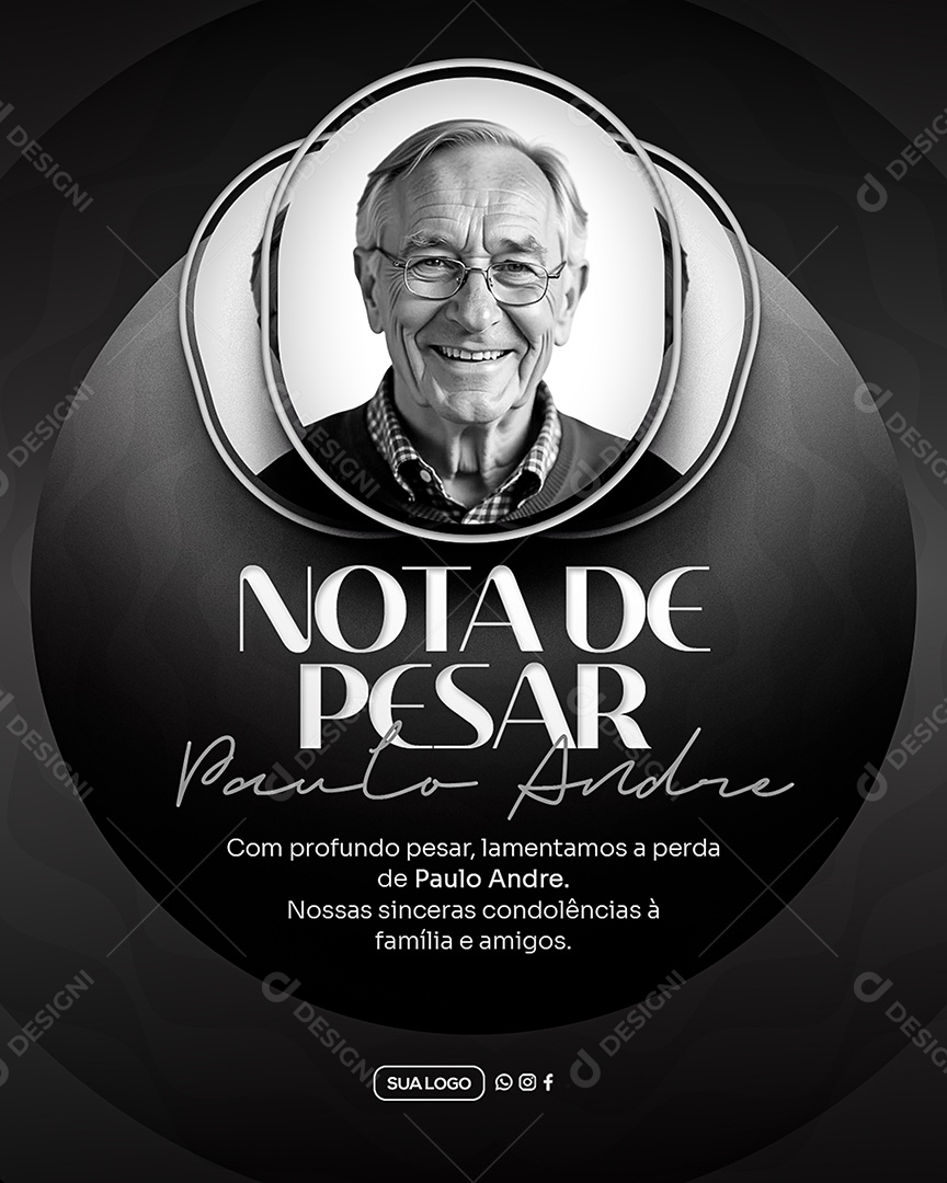 Nota de Pesar Social Media PSD Editável