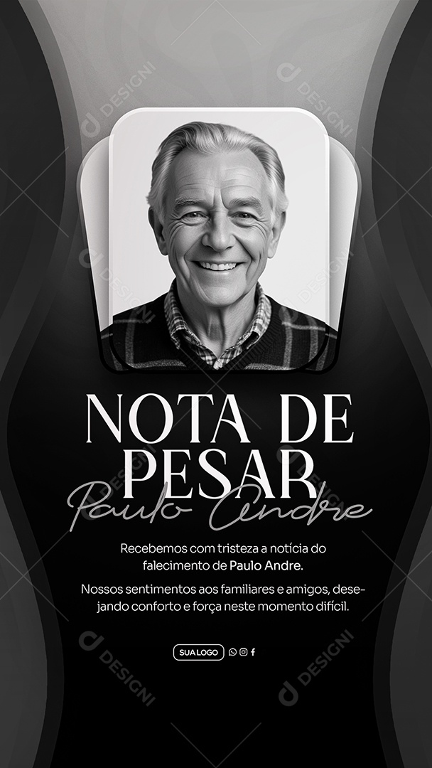 Story Nota de Pesar Social Media PSD Editável
