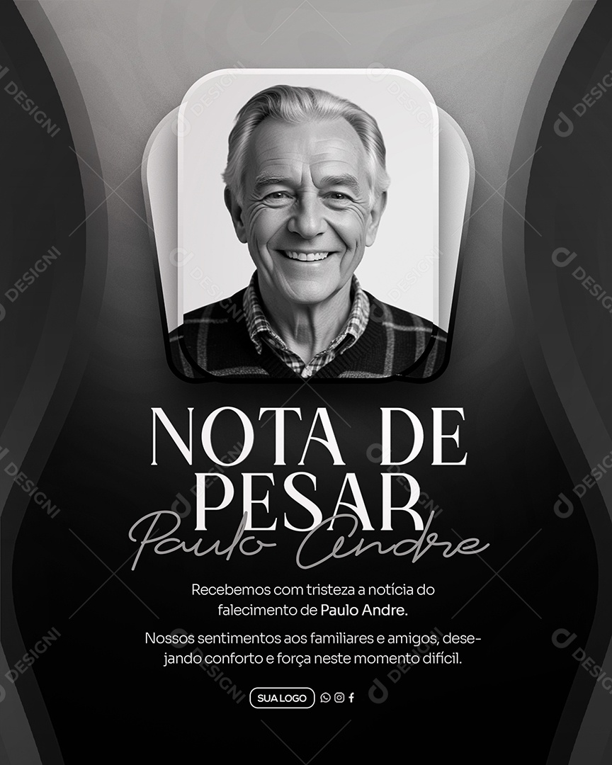 Nota de Pesar Social Media PSD Editável
