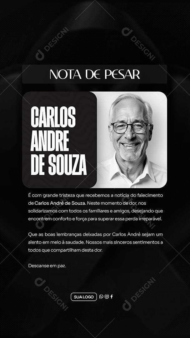 Story Nota de Pesar Social Media PSD Editável