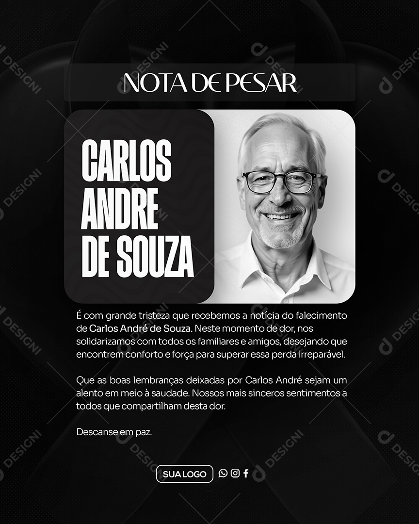 Nota de Pesar Social Media PSD Editável
