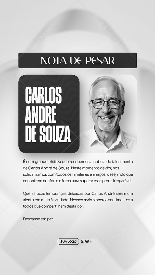 Story Nota de Pesar Social Media PSD Editável
