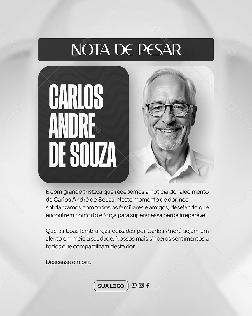 Nota de Pesar Social Media PSD Editável