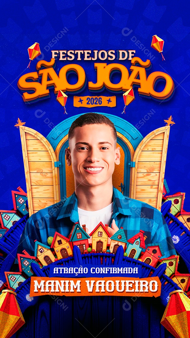 Flyer Festejos de São João Manin Vaqueiro Social Media PSD Editável