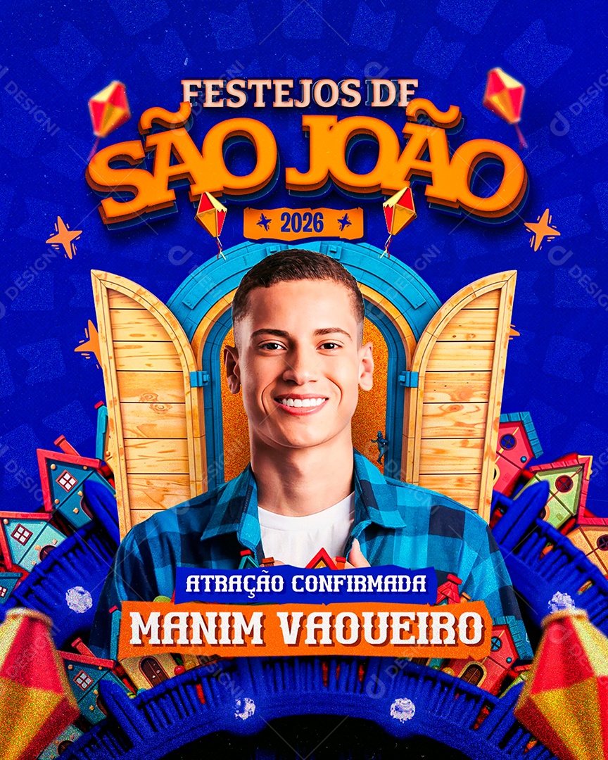 Flyer Festejos de São João Manin Vaqueiro Social Media PSD Editável