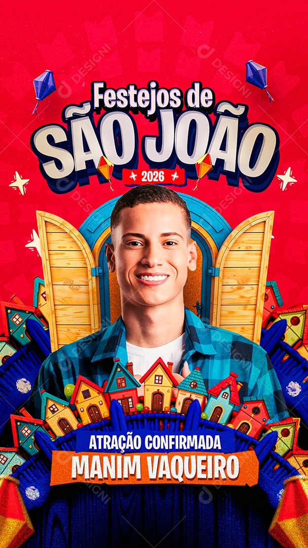 Flyer Festejos de São João Manin Vaqueiro Social Media PSD Editável