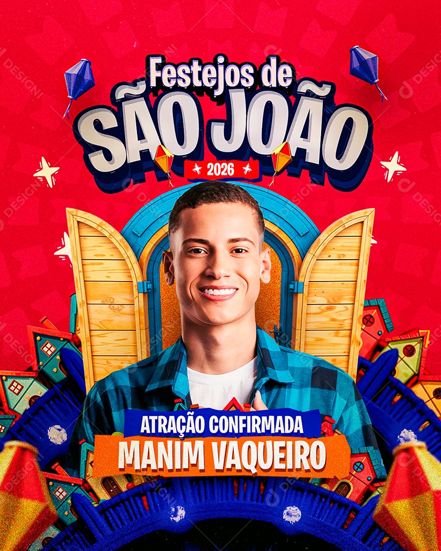 Flyer Festejos de São João Manin Vaqueiro Social Media PSD Editável