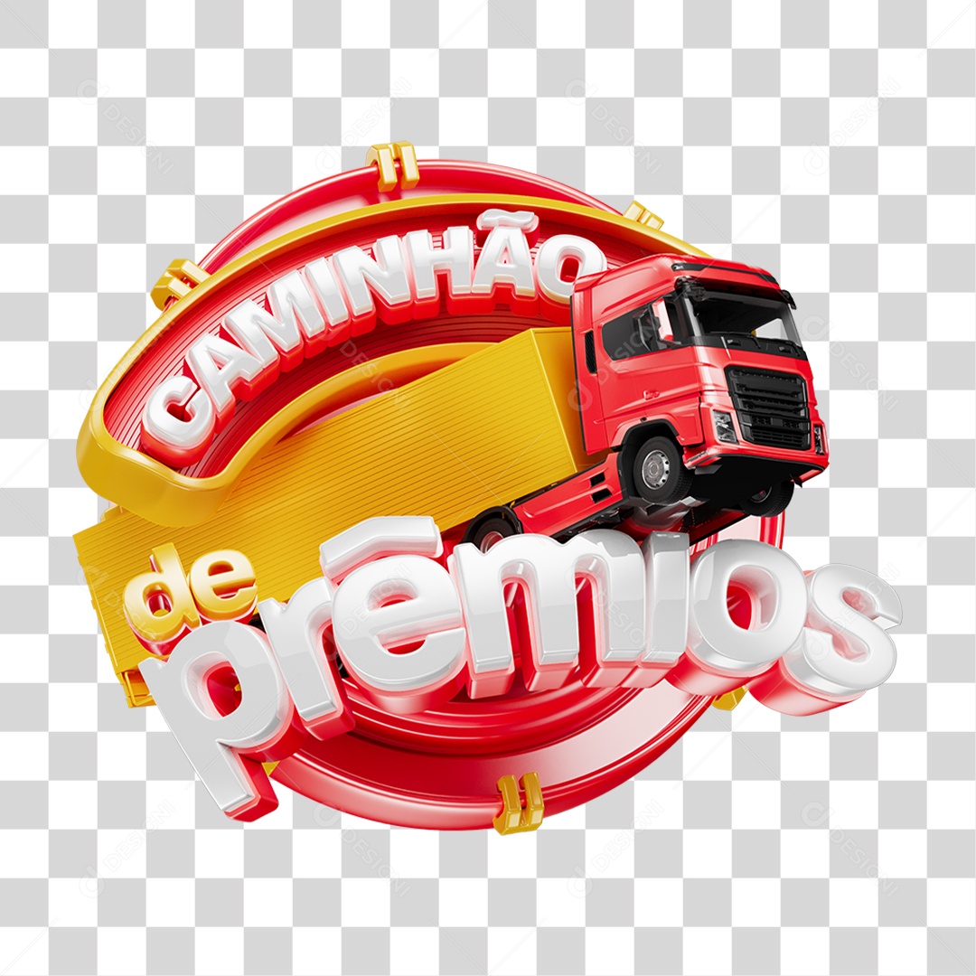 Selo 3D Caminhão de Prêmios PNG Transparente