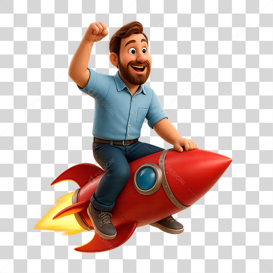 Homem Mantado em Foguete PNG Transparente