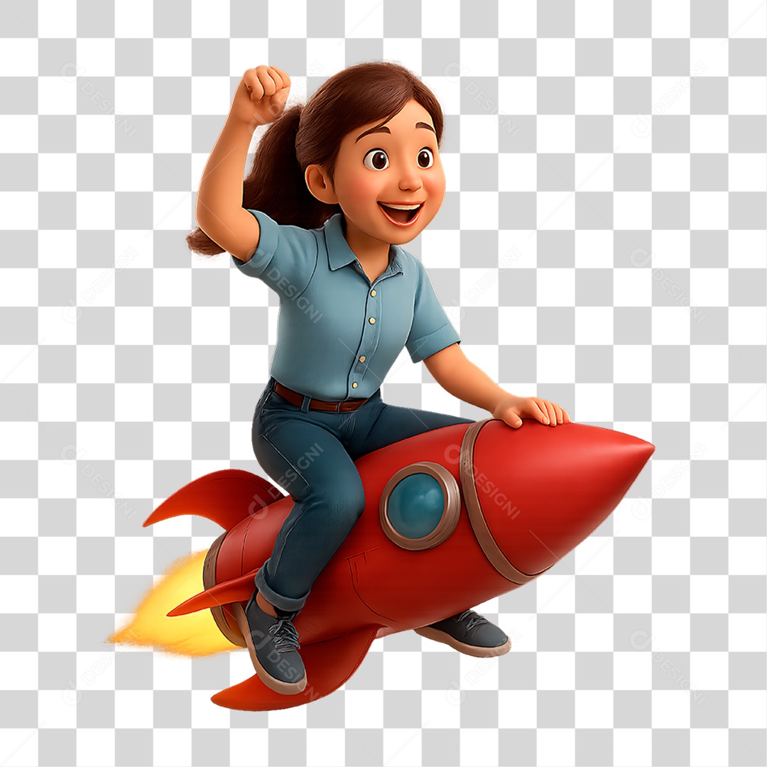 Mulher Mantada em Foguete PNG Transparente