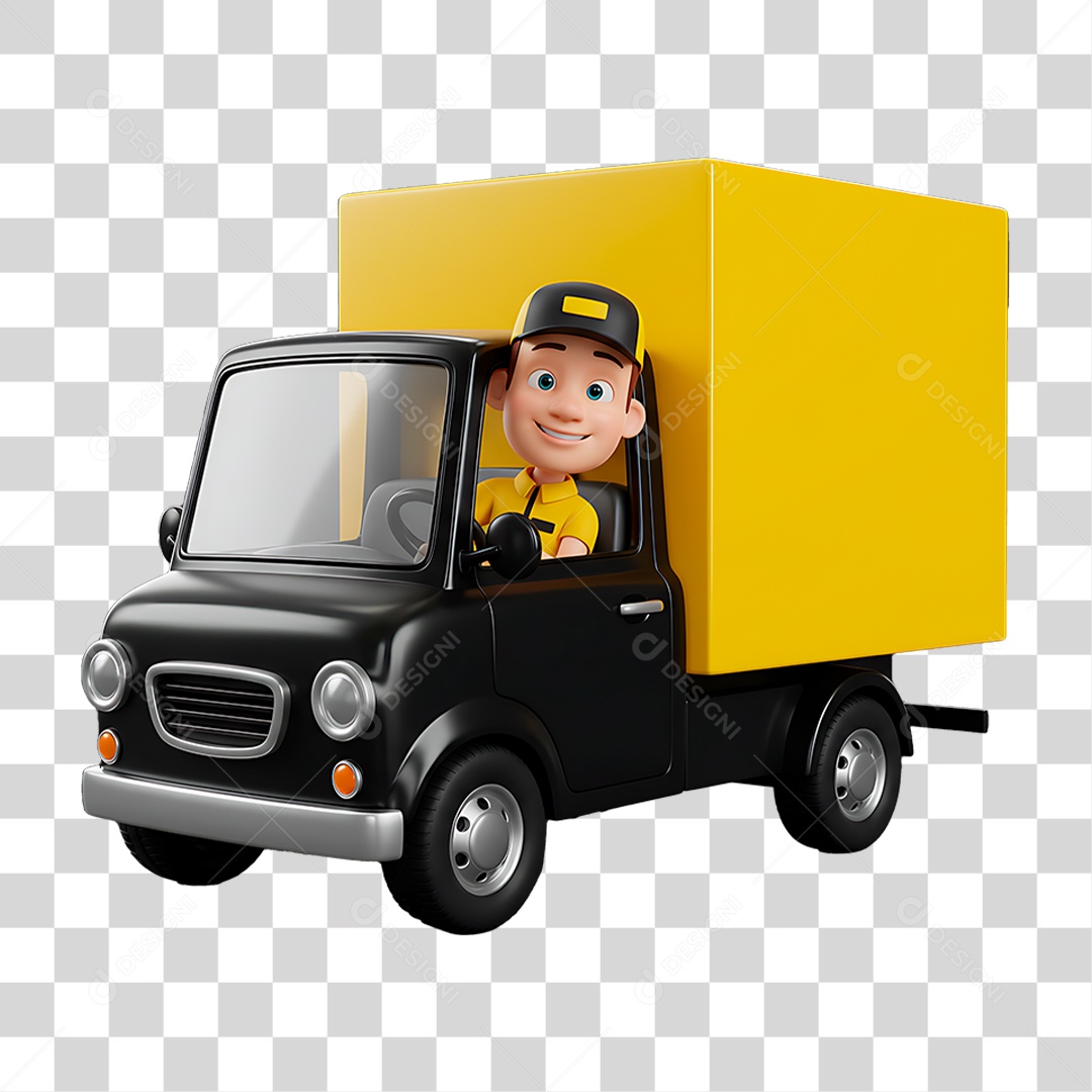 Motorista em Caminhão PNG Transparente