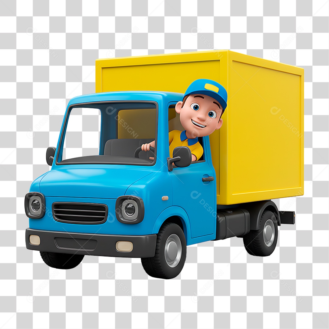 Motorista em Caminhão PNG Transparente