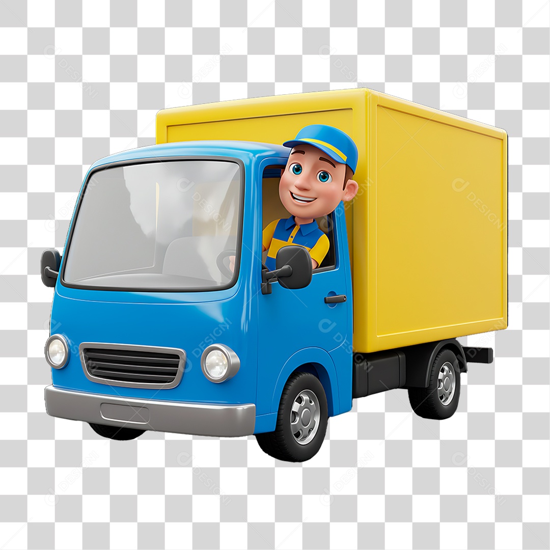 Motorista em Caminhão PNG Transparente