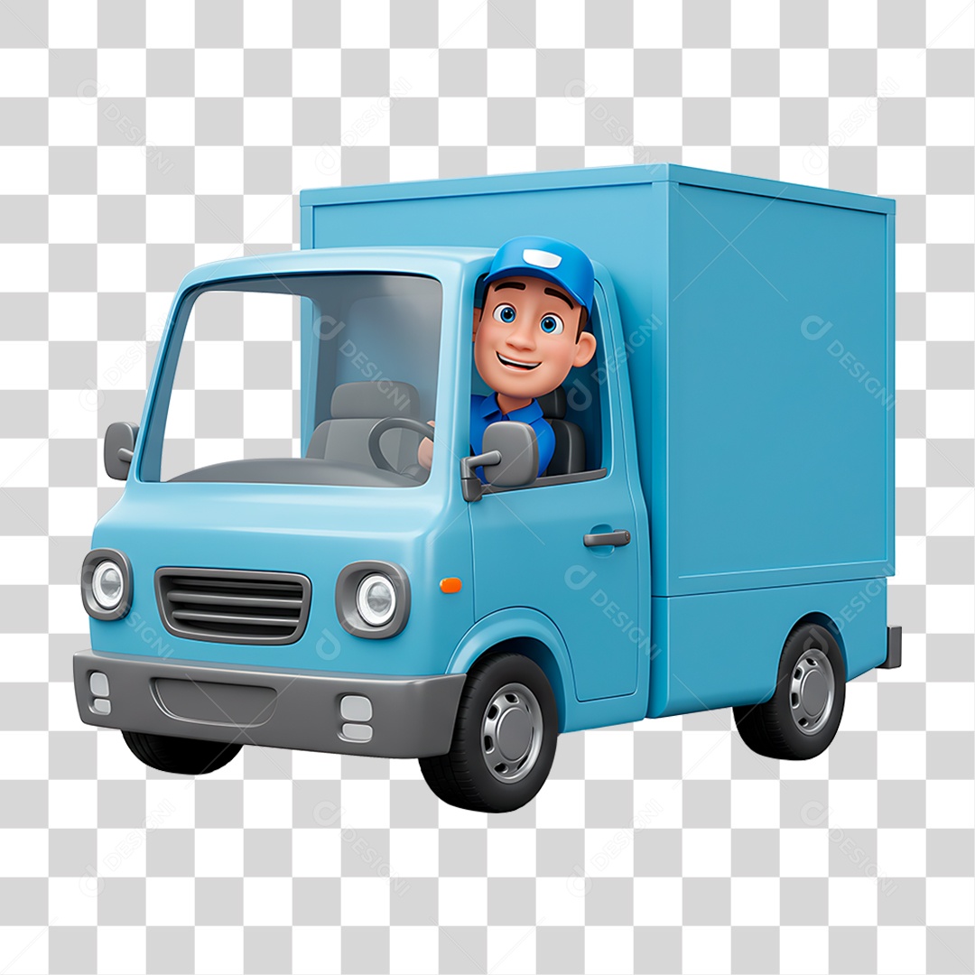 Motorista em Caminhão PNG Transparente