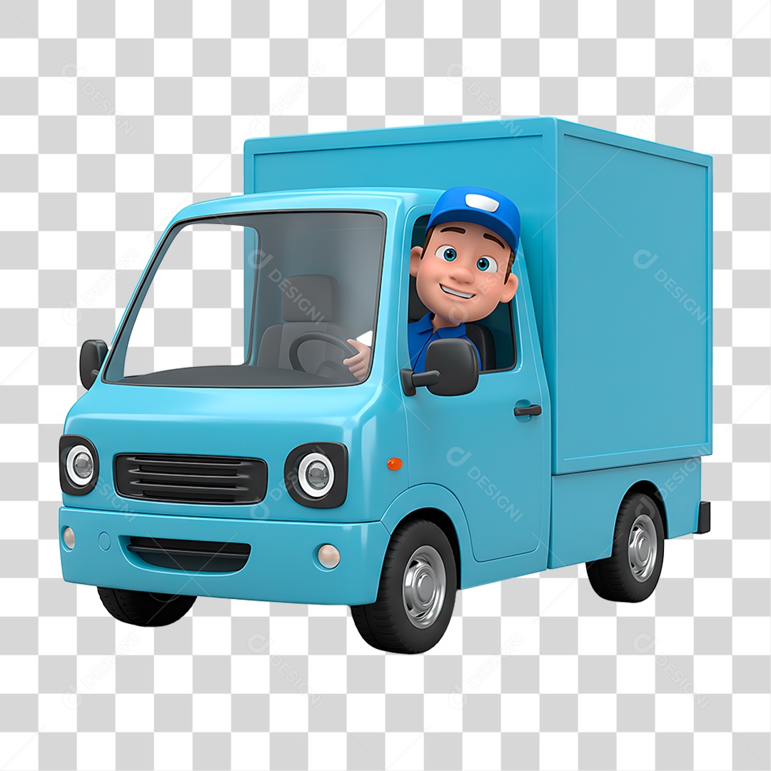 Motorista em Caminhão PNG Transparente