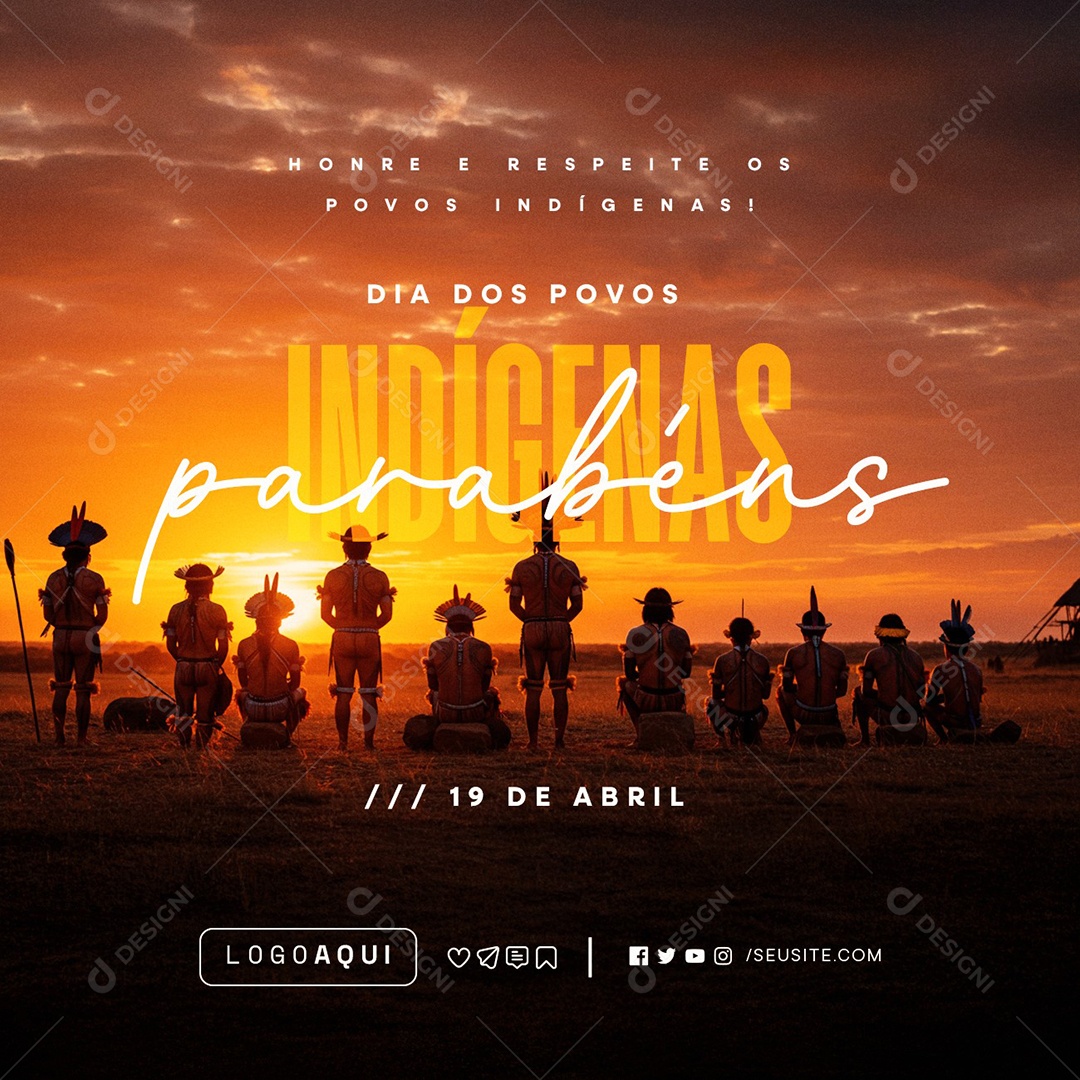 Dia dos Povos Indígenas 19 de Abril Honre e Respeite Social Media PSD Editável