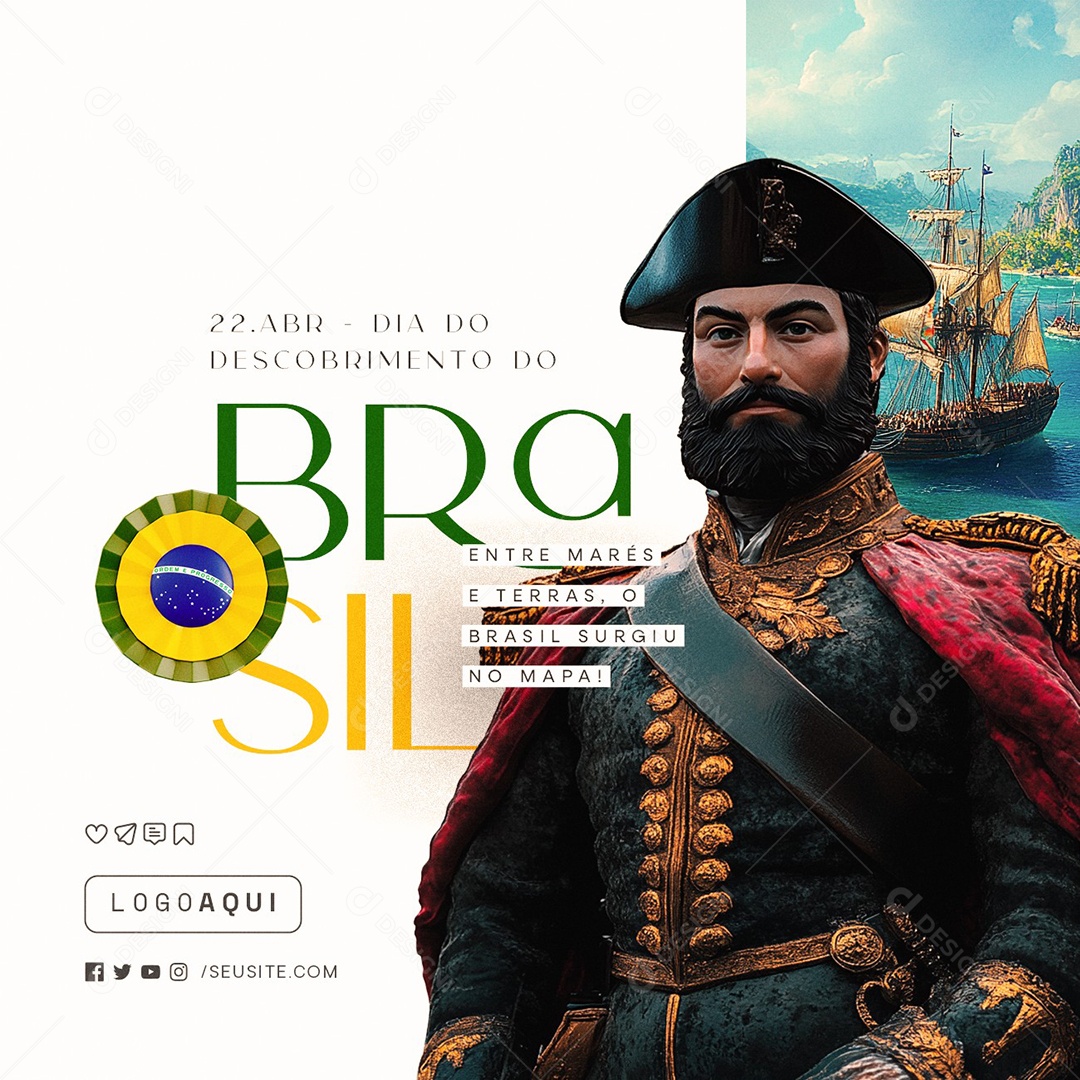 Dia do Descobrimento do Brasil 22 de Abril Social Media PSD Editável