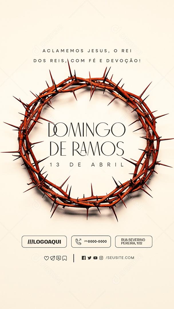 Story Domingo de Ramos 13 de Abril Aclamemos Jesus Social Media PSD Editável