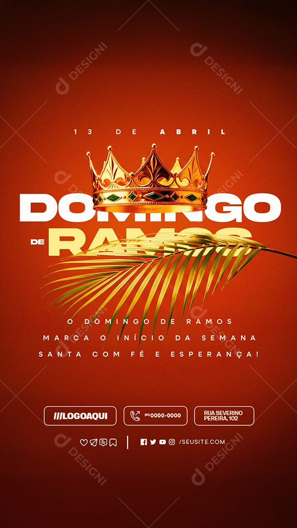 Story Domingo de Ramos 13 de Abril Social Media PSD Editável