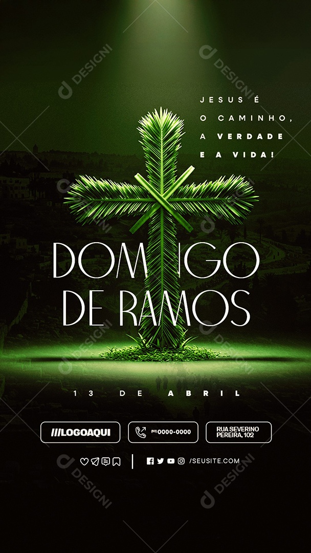 Story Domingo de Ramos 13 de Abril Jesus é o Caminho Social Media PSD Editável