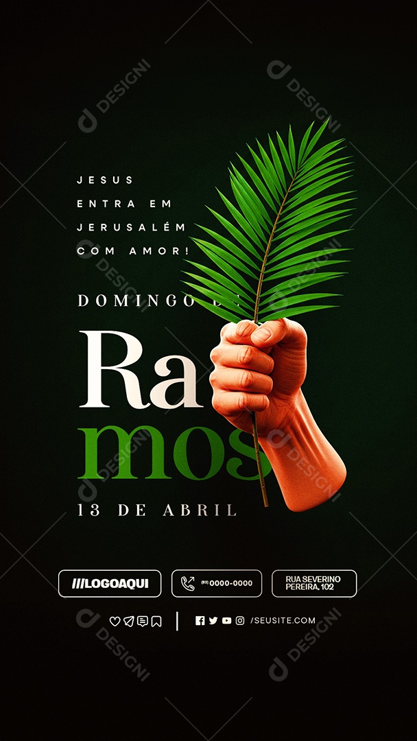 Story Domingo de Ramos 13 de Abril Jesus Entra em Jerusalém Social Media PSD Editável