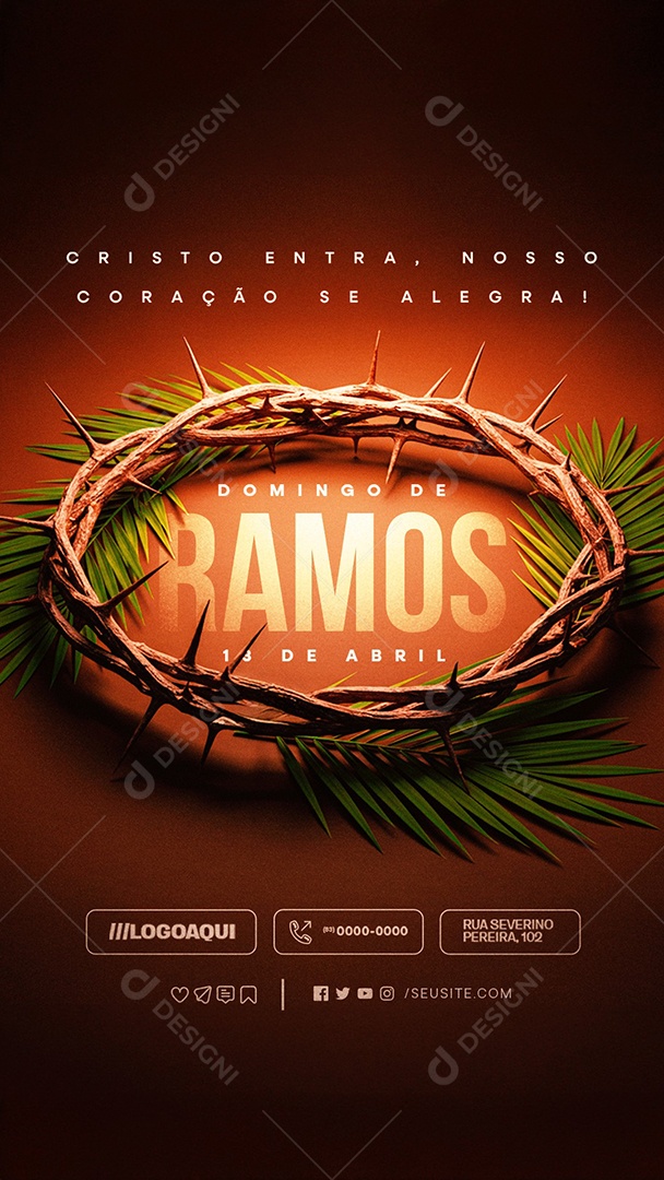 Story Domingo de Ramos 13 de Abril Cristo Entra Social Media PSD Editável