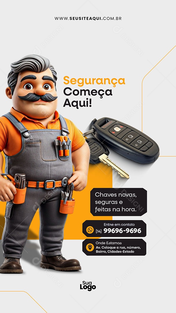 Story Chaveiro Segurança Começa Aqui Social Media PSD Editável