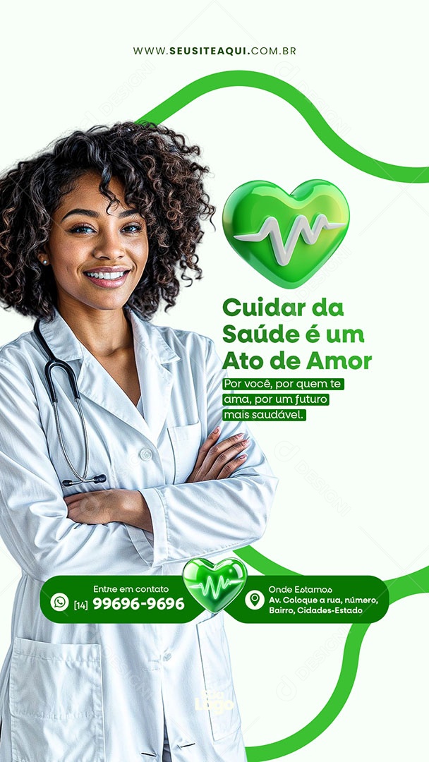 Story Clínica Médica Cuidar da Saúde é um Ato de Amor Social Media PSD Editável