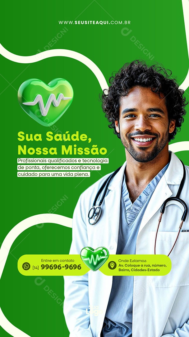 Story Clínica Médica Sua Saúde Nossa Missão Social Media PSD Editável