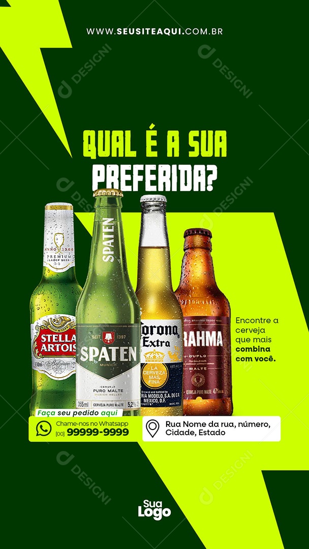 Story Cervejaria Qual é a Sua Preferida Social Media PSD Editável