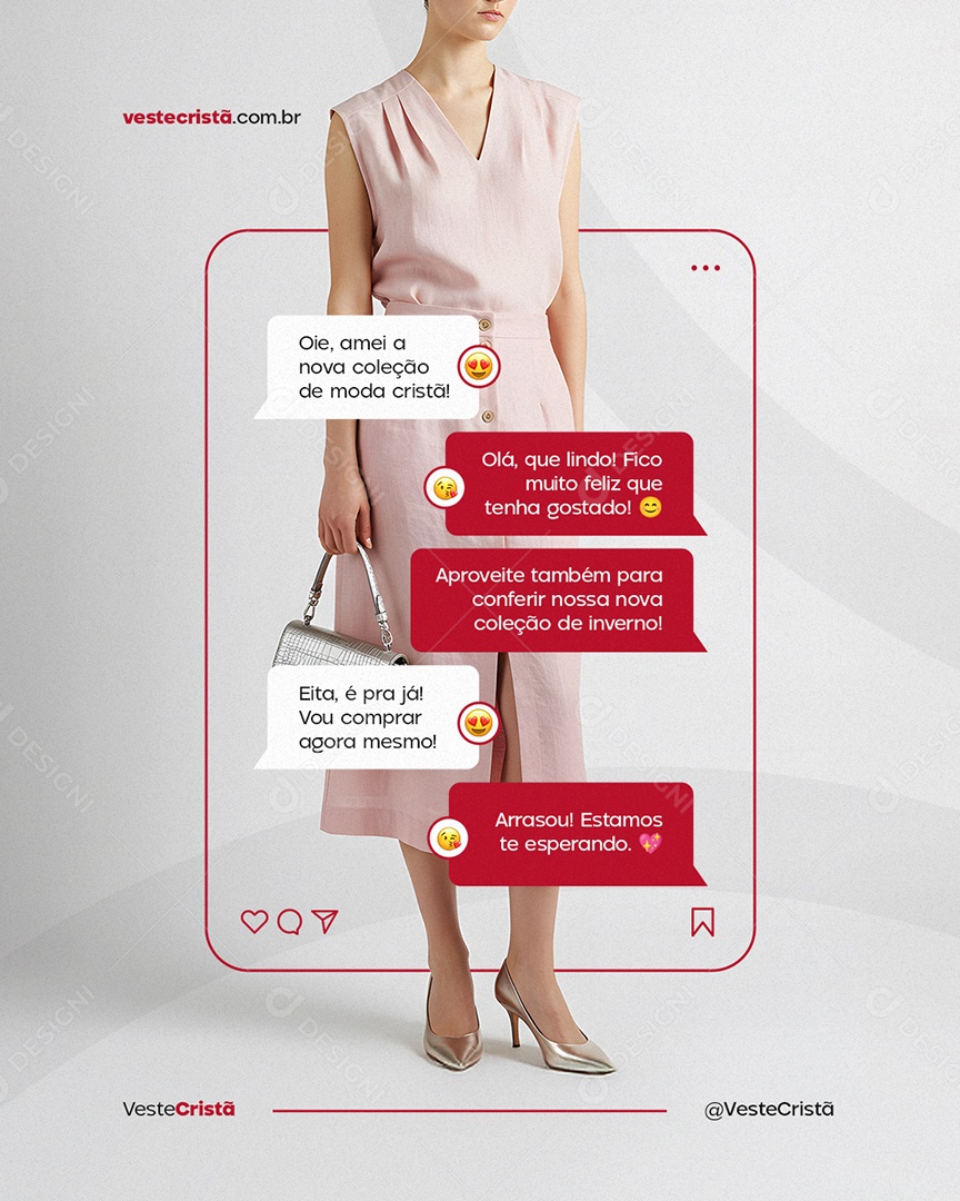 Loja de Moda Cristã Feedback Amei a Nova Coleção Social Media PSD Editável