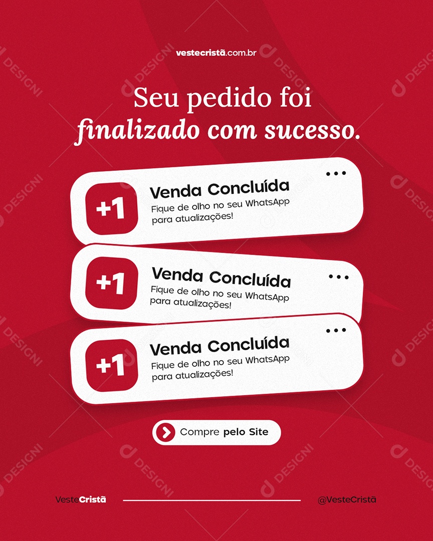 Loja de Moda Cristã Seu Pedido Foi Finalizado com Sucesso Social Media PSD Editável