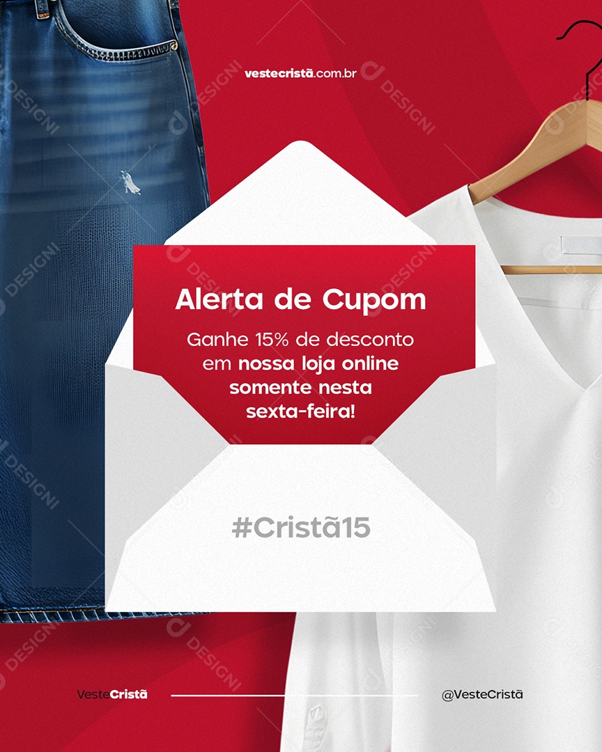 Loja de Moda Cristã Alerta de Cupom Social Media PSD Editável
