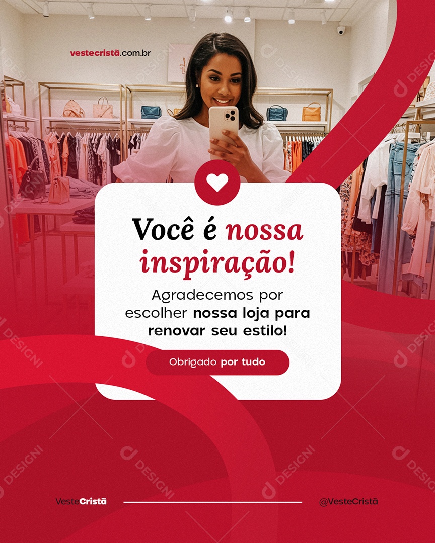 Loja de Moda Cristã Você é Nossa Inspiração Social Media PSD Editável