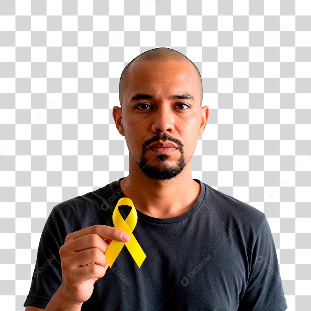Homem Segurando Fita Amarela PNG Transparente